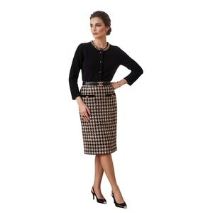 The Michael Collection Vintage Black Wool Blend Gold Chain Cardigan Small Luxury